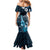 Hawaii Ukulele Family Matching Mermaid Dress and Hawaiian Shirt Polynesian Pattern Mix Hibiscus Blue Version LT05