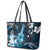 Hawaii Ukulele Leather Tote Bag Polynesian Pattern Mix Hibiscus Blue Version