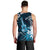 Hawaii Ukulele Men Tank Top Polynesian Pattern Mix Hibiscus Blue Version LT05