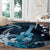 Hawaii Ukulele Round Carpet Polynesian Pattern Mix Hibiscus Blue Version