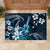 Hawaii Ukulele Rubber Doormat Polynesian Pattern Mix Hibiscus Blue Version