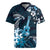 Hawaii Ukulele Rugby Jersey Polynesian Pattern Mix Hibiscus Blue Version LT05