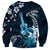 Hawaii Ukulele Sweatshirt Polynesian Pattern Mix Hibiscus Blue Version LT05