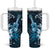 Hawaii Ukulele Tumbler With Handle Polynesian Pattern Mix Hibiscus Blue Version