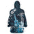 Hawaii Ukulele Wearable Blanket Hoodie Polynesian Pattern Mix Hibiscus Blue Version LT05