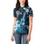 Hawaii Ukulele Women Polo Shirt Polynesian Pattern Mix Hibiscus Blue Version LT05