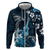 Hawaii Ukulele Zip Hoodie Polynesian Pattern Mix Hibiscus Blue Version LT05