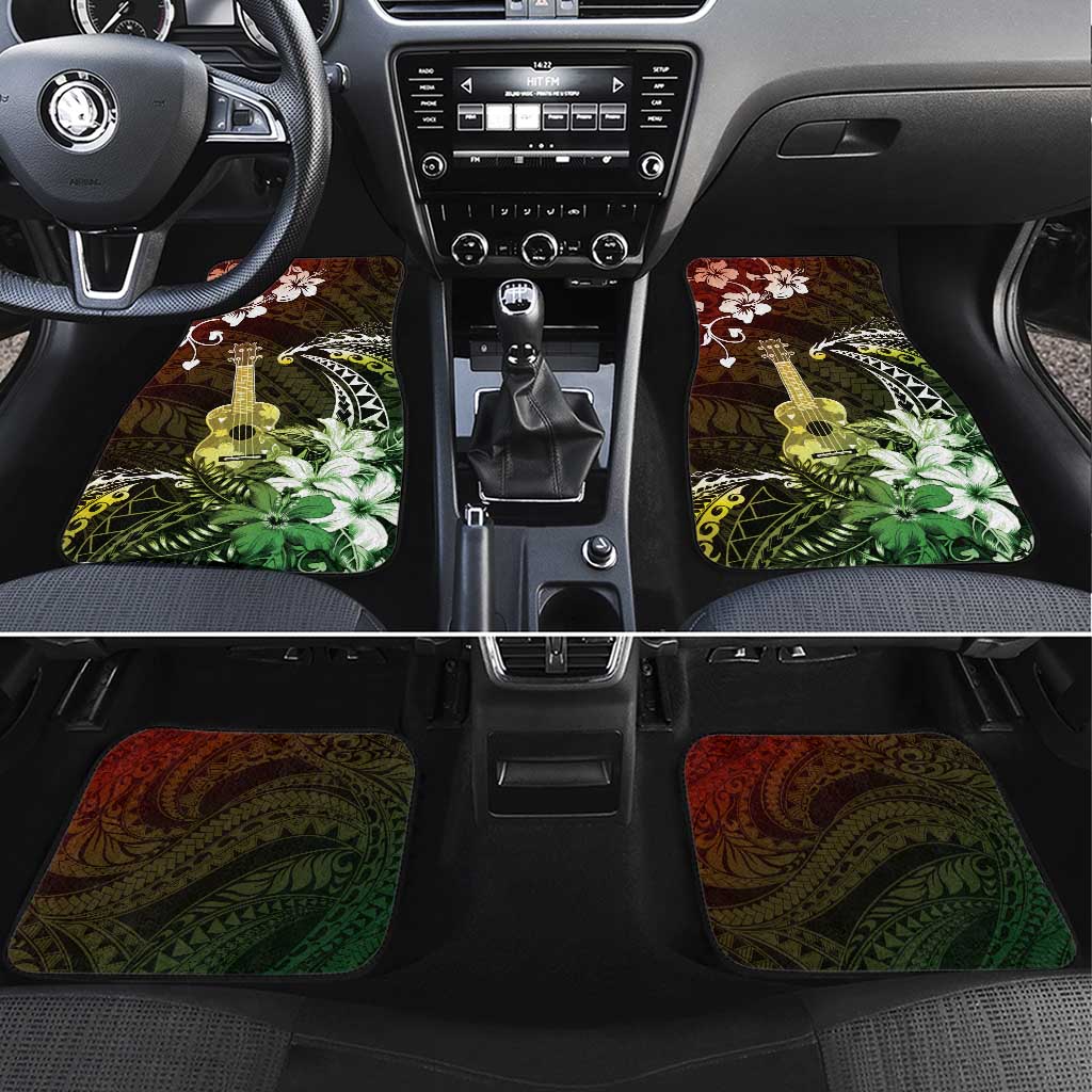 Hawaii Ukulele Car Mats Polynesian Pattern Mix Hibiscus Reggae Version