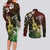 Hawaii Ukulele Couples Matching Long Sleeve Bodycon Dress and Long Sleeve Button Shirt Polynesian Pattern Mix Hibiscus Reggae Version LT05