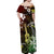 Hawaii Ukulele Off Shoulder Maxi Dress Polynesian Pattern Mix Hibiscus Reggae Version LT05