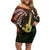 Hawaii Ukulele Off Shoulder Short Dress Polynesian Pattern Mix Hibiscus Reggae Version LT05