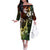 Hawaii Ukulele Off The Shoulder Long Sleeve Dress Polynesian Pattern Mix Hibiscus Reggae Version LT05