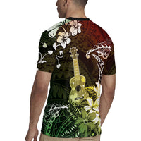 Hawaii Ukulele Rugby Jersey Polynesian Pattern Mix Hibiscus Reggae Version LT05