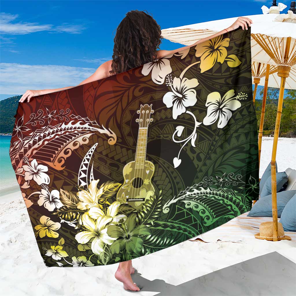 Hawaii Ukulele Sarong Polynesian Pattern Mix Hibiscus Reggae Version