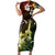 Hawaii Ukulele Short Sleeve Bodycon Dress Polynesian Pattern Mix Hibiscus Reggae Version LT05