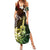 Hawaii Ukulele Summer Maxi Dress Polynesian Pattern Mix Hibiscus Reggae Version LT05