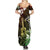 Hawaii Ukulele Summer Maxi Dress Polynesian Pattern Mix Hibiscus Reggae Version LT05