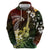 Hawaii Ukulele Zip Hoodie Polynesian Pattern Mix Hibiscus Reggae Version LT05