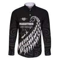 Custom New Zealand Marathon Family Matching Long Sleeve Bodycon Dress and Hawaiian Shirt Maori Style LT05 Dad's Shirt - Long Sleeve Black - Polynesian Pride