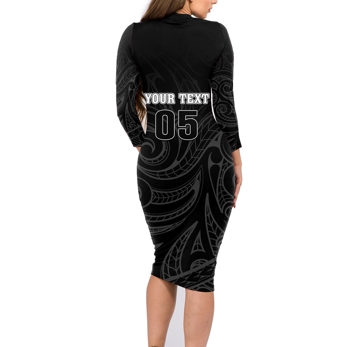 Custom New Zealand Marathon Family Matching Long Sleeve Bodycon Dress and Hawaiian Shirt Maori Style LT05 - Polynesian Pride