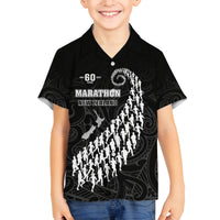 Custom New Zealand Marathon Family Matching Long Sleeve Bodycon Dress and Hawaiian Shirt Maori Style LT05 Son's Shirt Black - Polynesian Pride