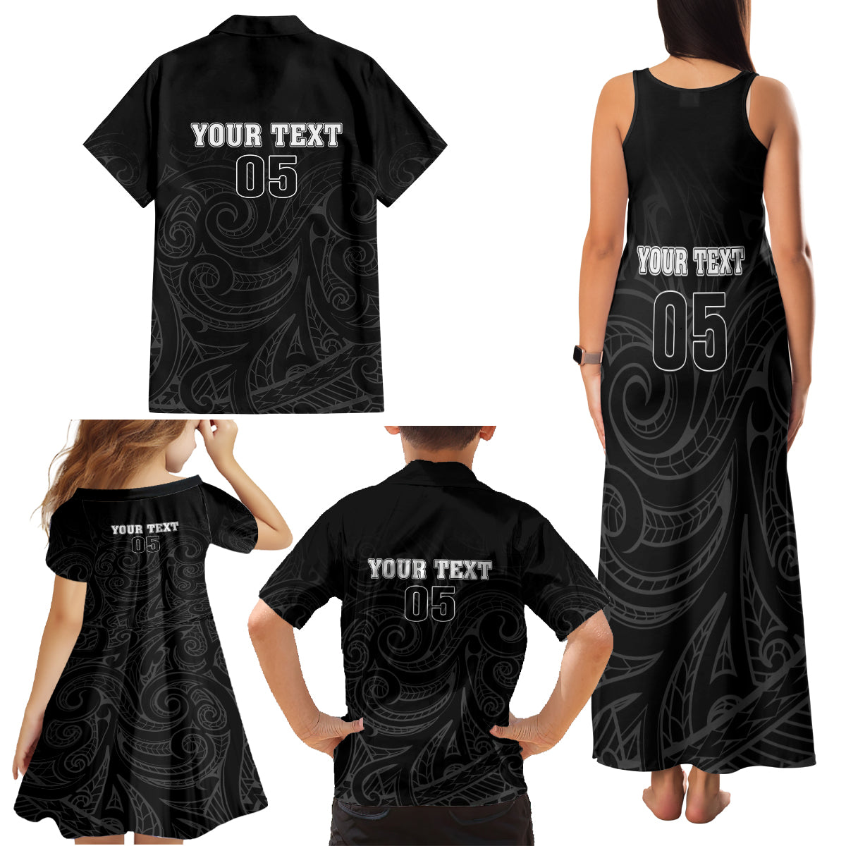 Custom New Zealand Marathon Family Matching Tank Maxi Dress and Hawaiian Shirt Maori Style