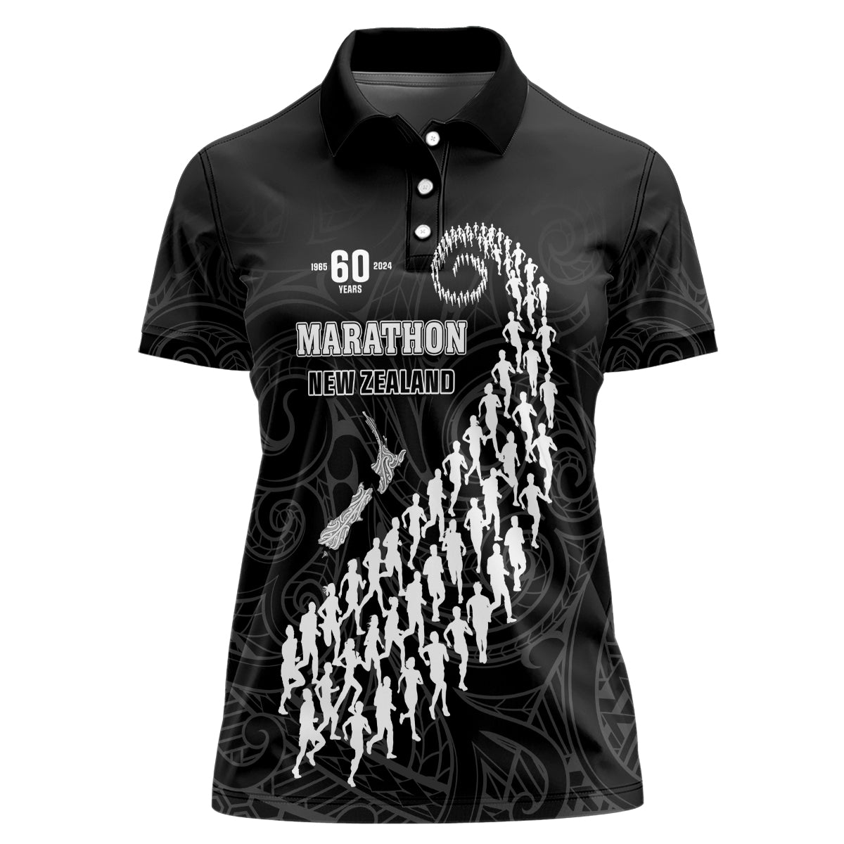 Custom New Zealand Marathon Women Polo Shirt Maori Style