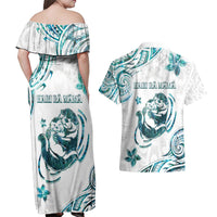 New Zealand Aotearoa Hari Ra Mama Couples Matching Off Shoulder Maxi Dress and Hawaiian Shirt A Mother's Love Is Like No Otter