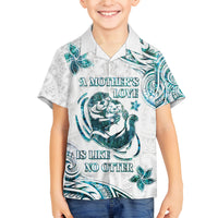 New Zealand Aotearoa Hari Ra Mama Family Matching Long Sleeve Bodycon Dress and Hawaiian Shirt A Mother's Love Is Like No Otter LT05 Son's Shirt White - Polynesian Pride