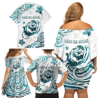 New Zealand Aotearoa Hari Ra Mama Family Matching Off Shoulder Short Dress and Hawaiian Shirt A Mother's Love Is Like No Otter