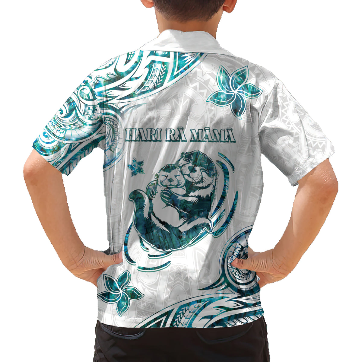 New Zealand Aotearoa Hari Ra Mama Family Matching Short Sleeve Bodycon Dress and Hawaiian Shirt A Mother's Love Is Like No Otter LT05 - Polynesian Pride