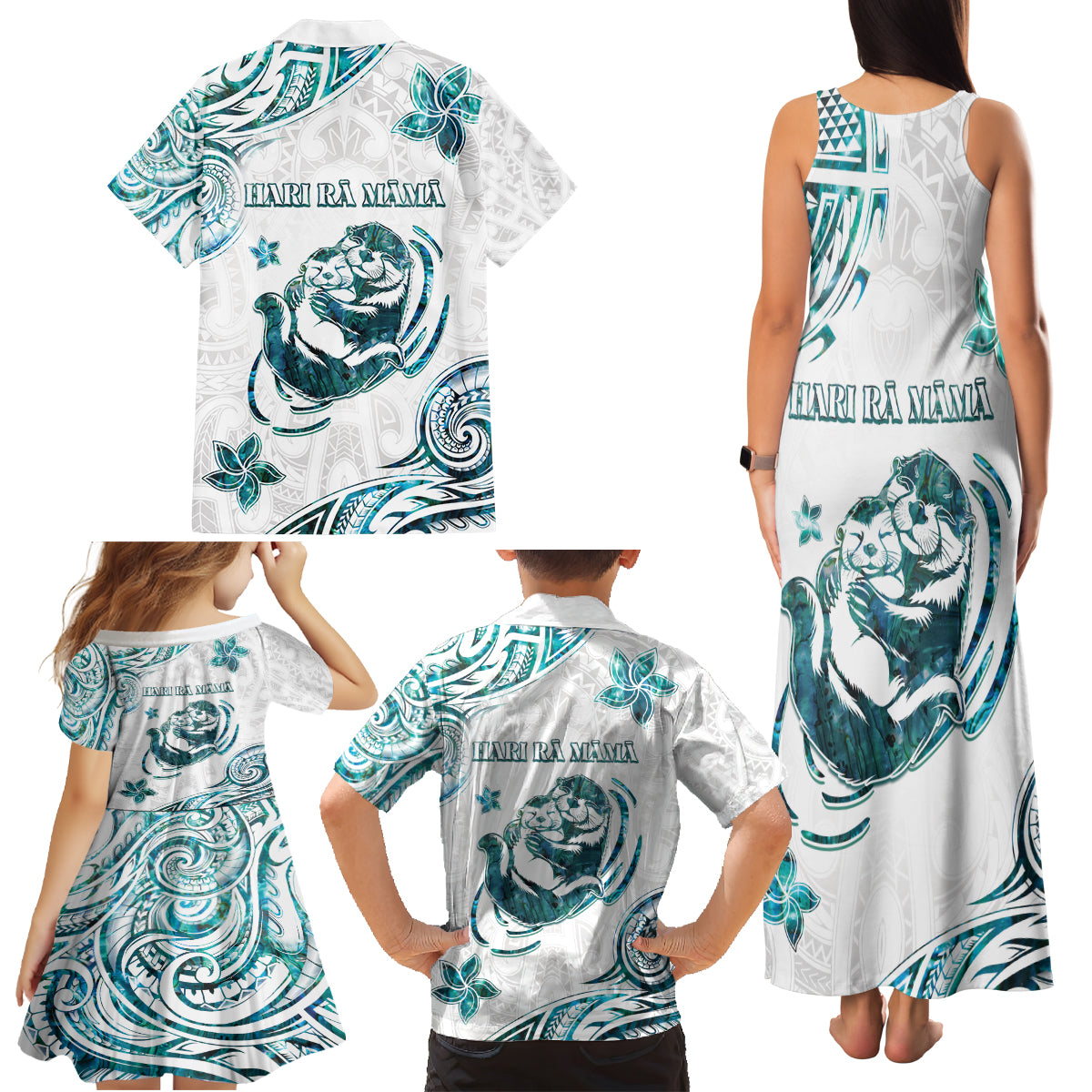 New Zealand Aotearoa Hari Ra Mama Family Matching Tank Maxi Dress and Hawaiian Shirt A Mother's Love Is Like No Otter