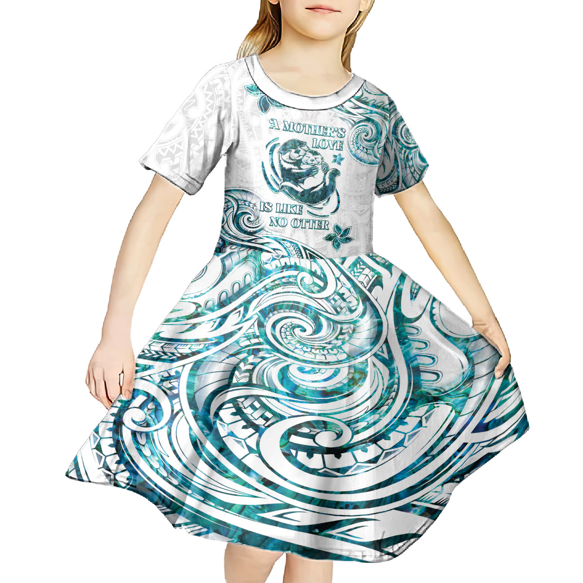 New Zealand Aotearoa Hari Ra Mama Kid Short Sleeve Dress A Mother's Love Is Like No Otter LT05 - Polynesian Pride