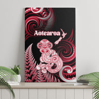 New Zealand Maori Taniwha Canvas Wall Art Silver Fern Red Version