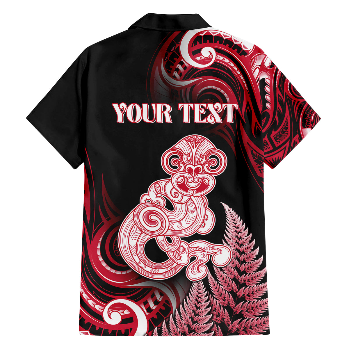 Personalised New Zealand Maori Taniwha Family Matching Puletasi and Hawaiian Shirt Silver Fern Red Version LT05 - Polynesian Pride