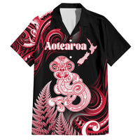 Personalised New Zealand Maori Taniwha Family Matching Summer Maxi Dress and Hawaiian Shirt Silver Fern Red Version