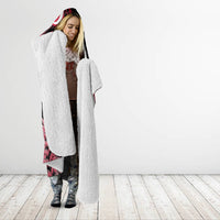New Zealand Maori Taniwha Hooded Blanket Silver Fern Red Version
