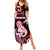 Personalised New Zealand Maori Taniwha Summer Maxi Dress Silver Fern Red Version