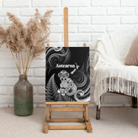 New Zealand Maori Taniwha Canvas Wall Art Silver Fern Black Version