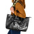 New Zealand Maori Taniwha Leather Tote Bag Silver Fern Black Version