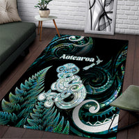 New Zealand Maori Taniwha Area Rug Silver Fern Paua Shell Version