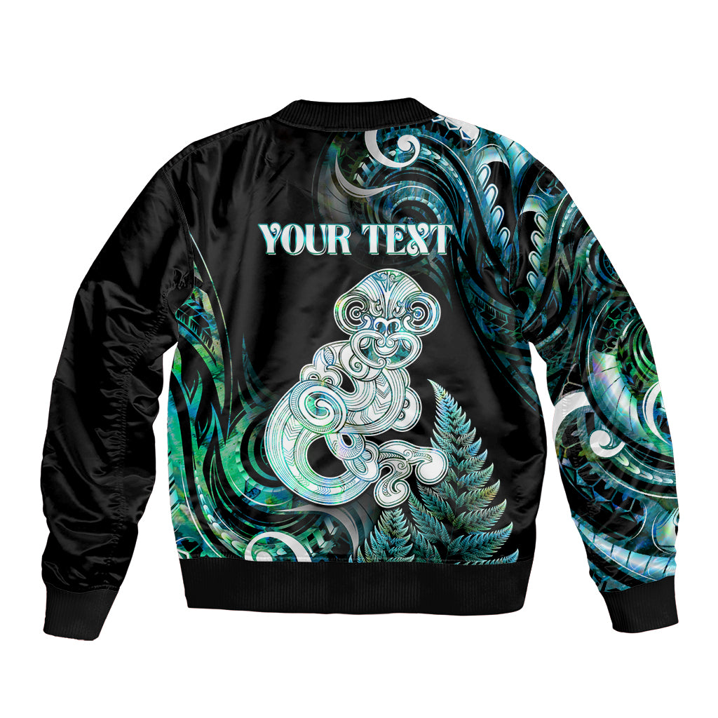 Personalised New Zealand Maori Taniwha Bomber Jacket Silver Fern Paua Shell Version LT05 - Polynesian Pride