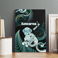 New Zealand Maori Taniwha Canvas Wall Art Silver Fern Paua Shell Version