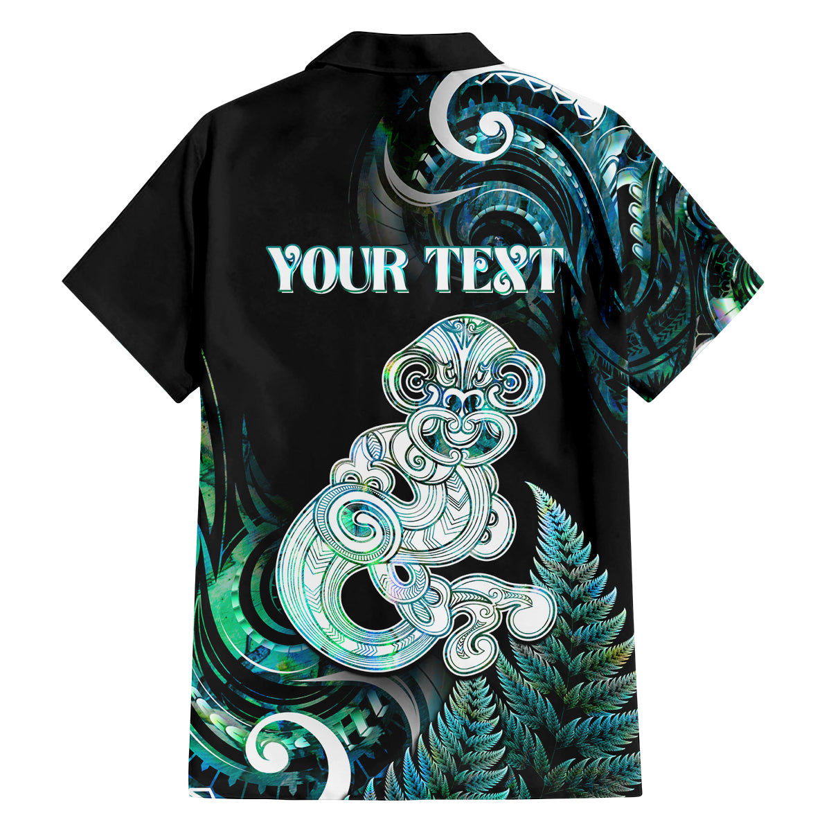 Personalised New Zealand Maori Taniwha Family Matching Long Sleeve Bodycon Dress and Hawaiian Shirt Silver Fern Paua Shell Version LT05 - Polynesian Pride