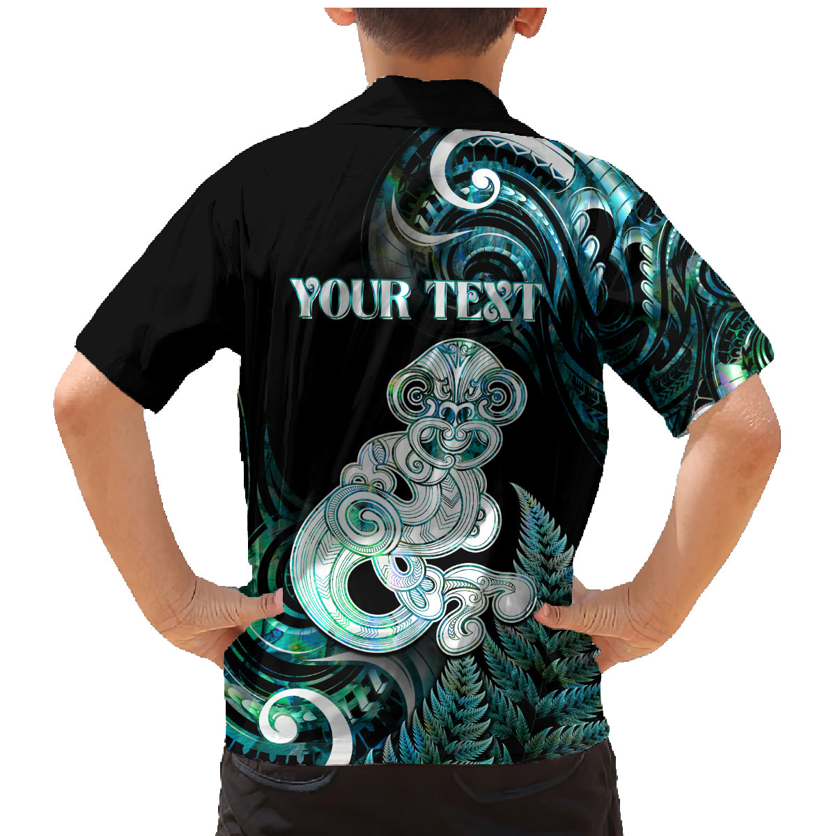 Personalised New Zealand Maori Taniwha Family Matching Mermaid Dress and Hawaiian Shirt Silver Fern Paua Shell Version LT05 - Polynesian Pride