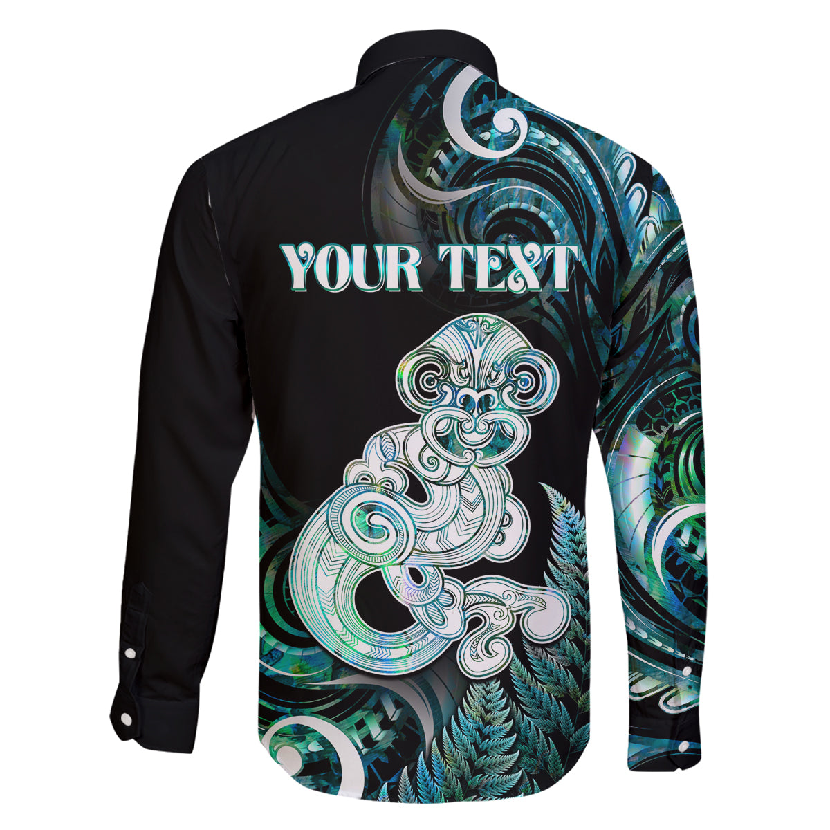 Personalised New Zealand Maori Taniwha Family Matching Mermaid Dress and Hawaiian Shirt Silver Fern Paua Shell Version LT05 - Polynesian Pride