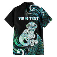 Personalised New Zealand Maori Taniwha Family Matching Short Sleeve Bodycon Dress and Hawaiian Shirt Silver Fern Paua Shell Version LT05 - Polynesian Pride