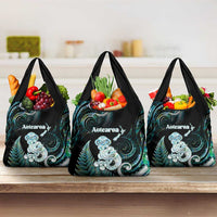 New Zealand Maori Taniwha Grocery Bag Silver Fern Paua Shell Version