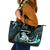 New Zealand Maori Taniwha Leather Tote Bag Silver Fern Paua Shell Version