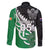 New Zealand And Ireland Rugby Custom Family Matching Long Sleeve Bodycon Dress and Hawaiian Shirt Silver Fern With Celtic Cross
